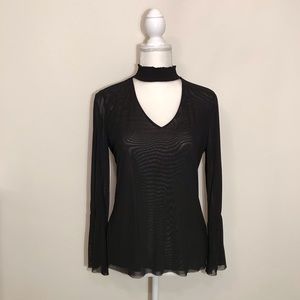 Cravefame by Almost Famous Black Sheer Choker Blouse Medium